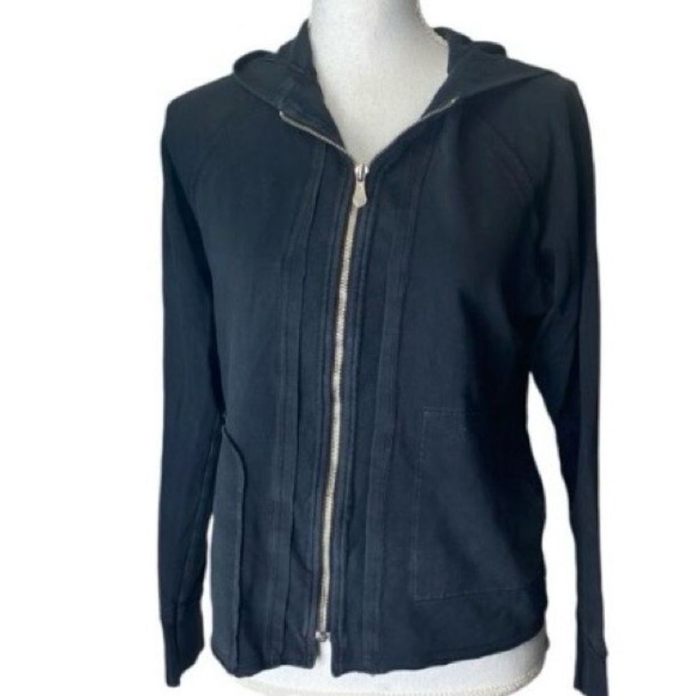 XCVI Wearables Womens Black Long Sleeve Zip-Up Hoodie Size Small